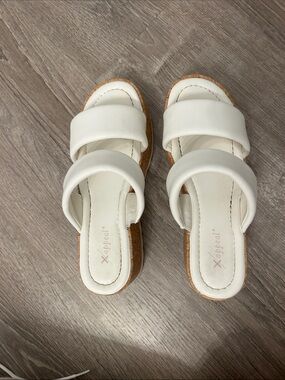 Xappeal White Double-Strap Slide Sandals